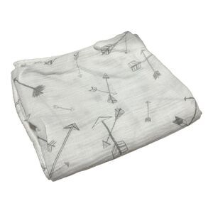 Tippy & Toes White Arrow Print Muslin Swaddle Baby Blanket Bamboo Cotton